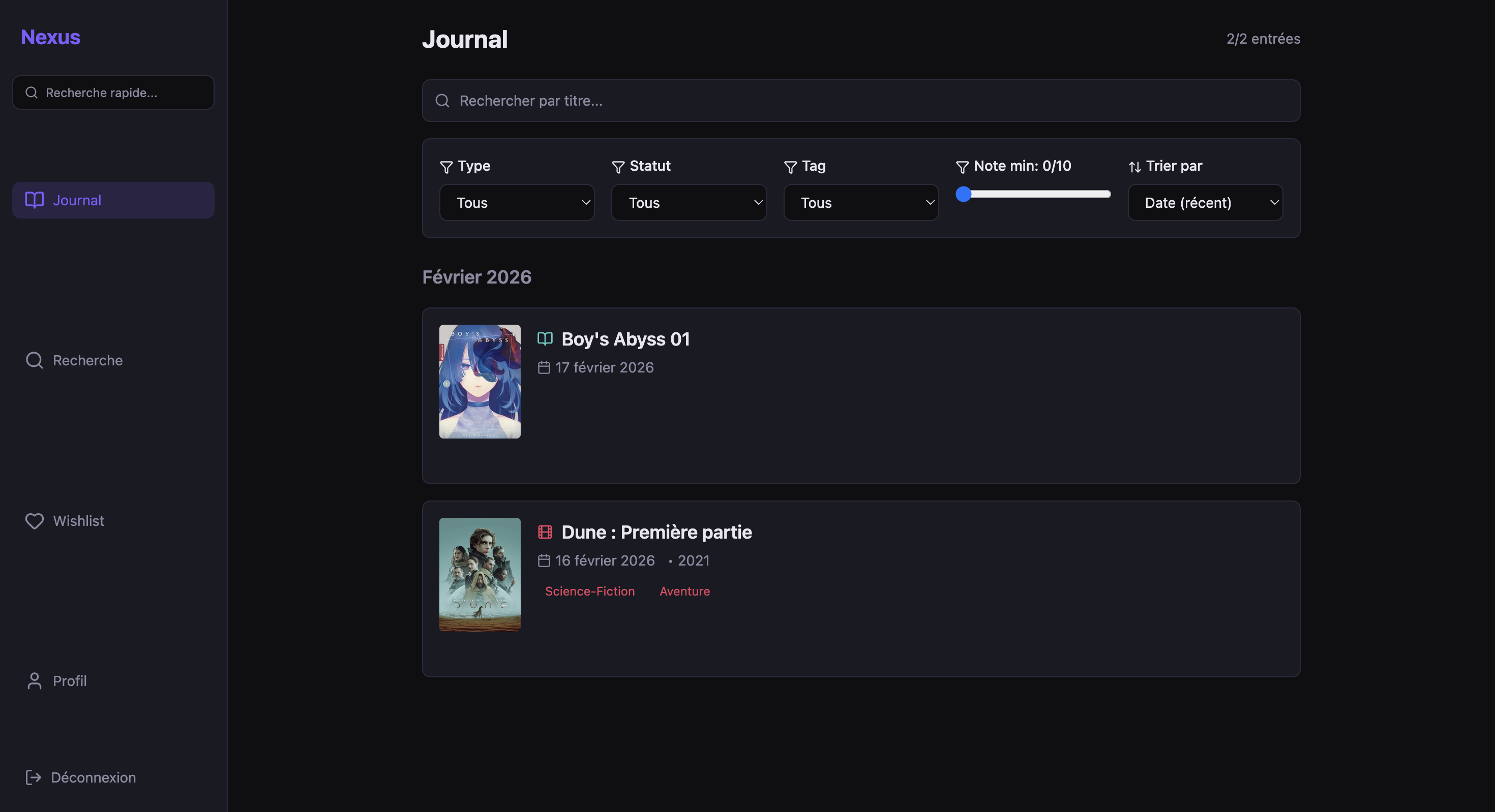 Nexus — Journal culturel personnel